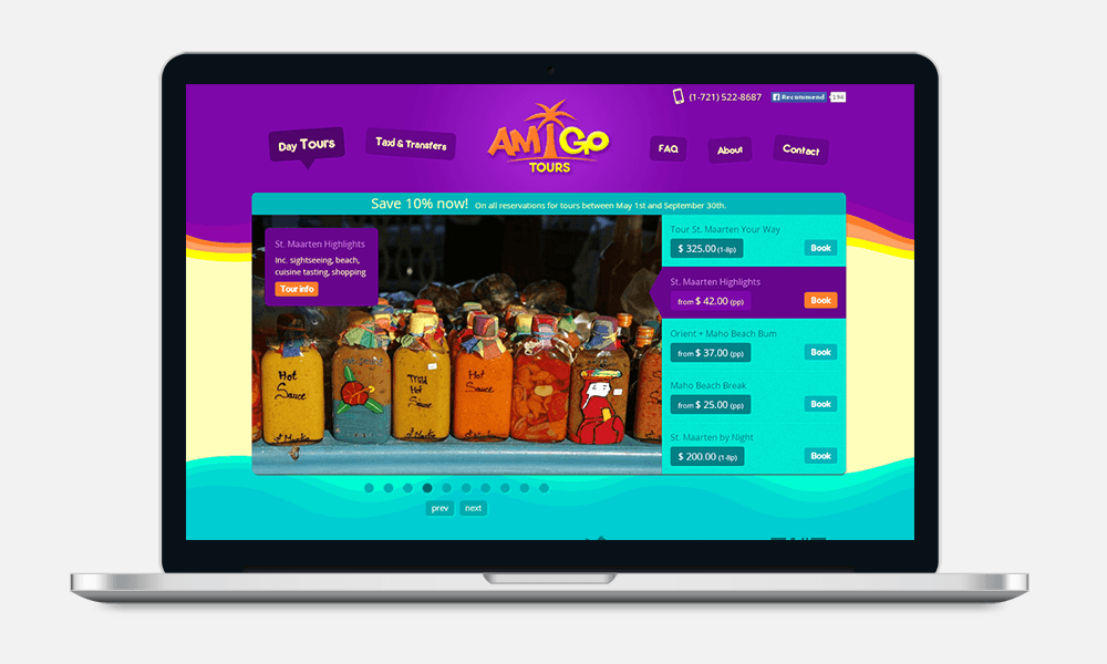 Amigo Tours Website seen on a laptop